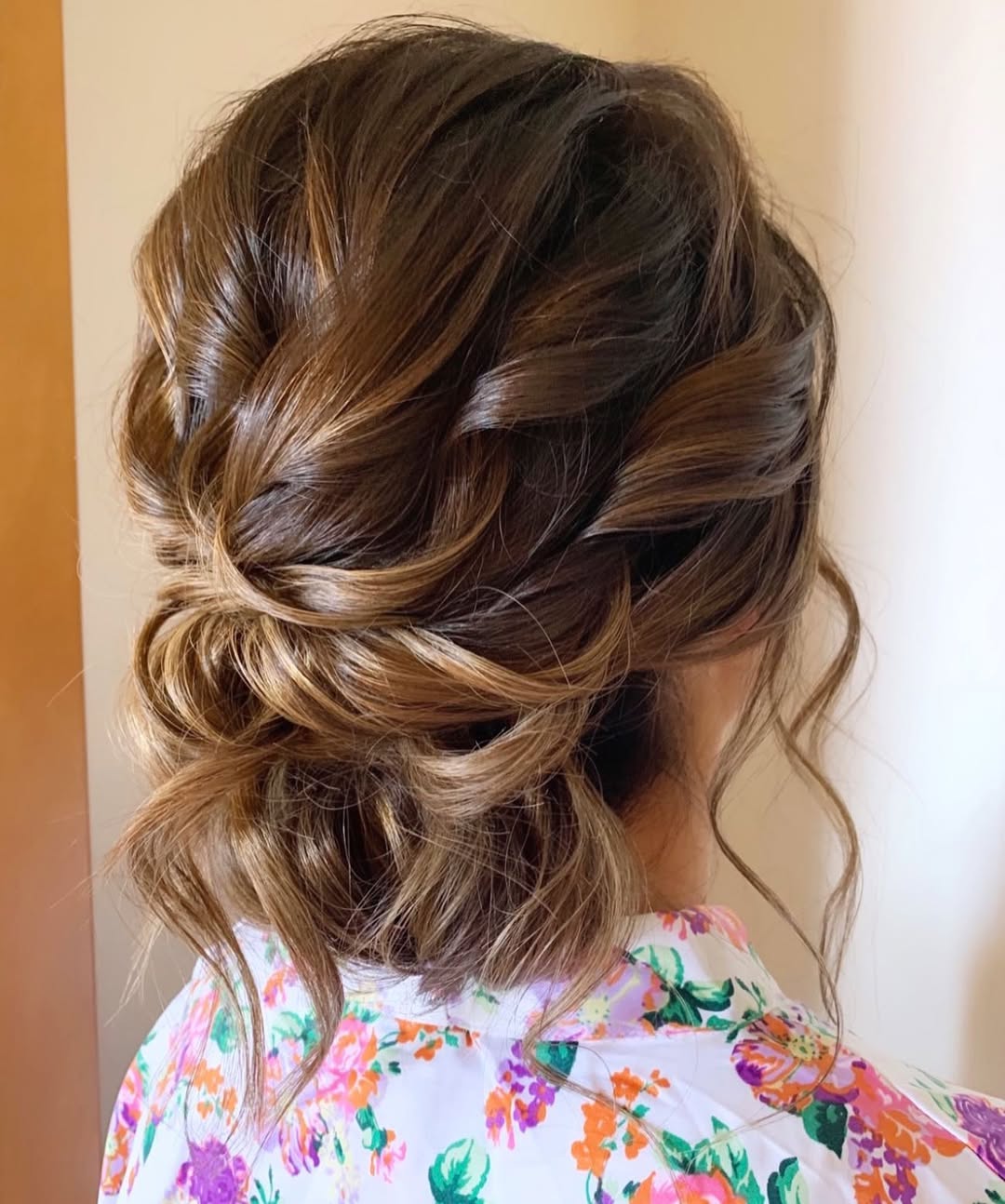 Messy Updo With Subtle Balayage Waves
