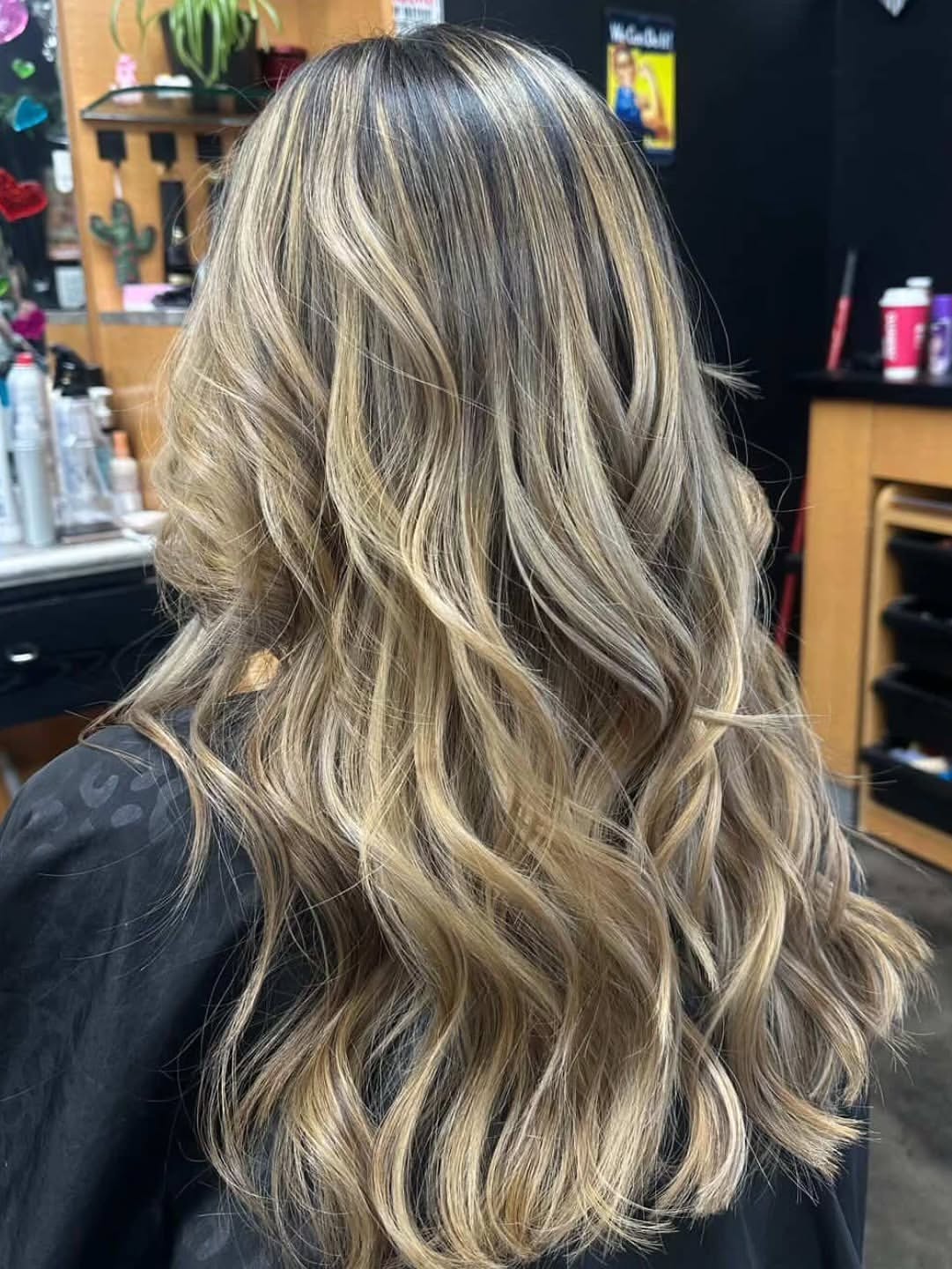 Mushroom Blonde Balayage With Loose Waves