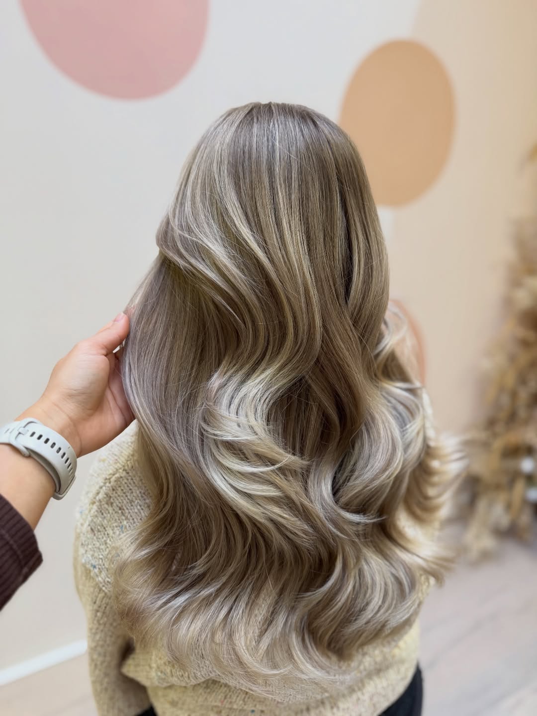 Mushroom Blonde Balayage With Loose Waves