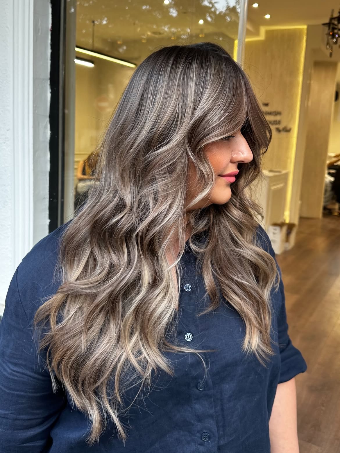 Mushroom Blonde Balayage With Loose Waves