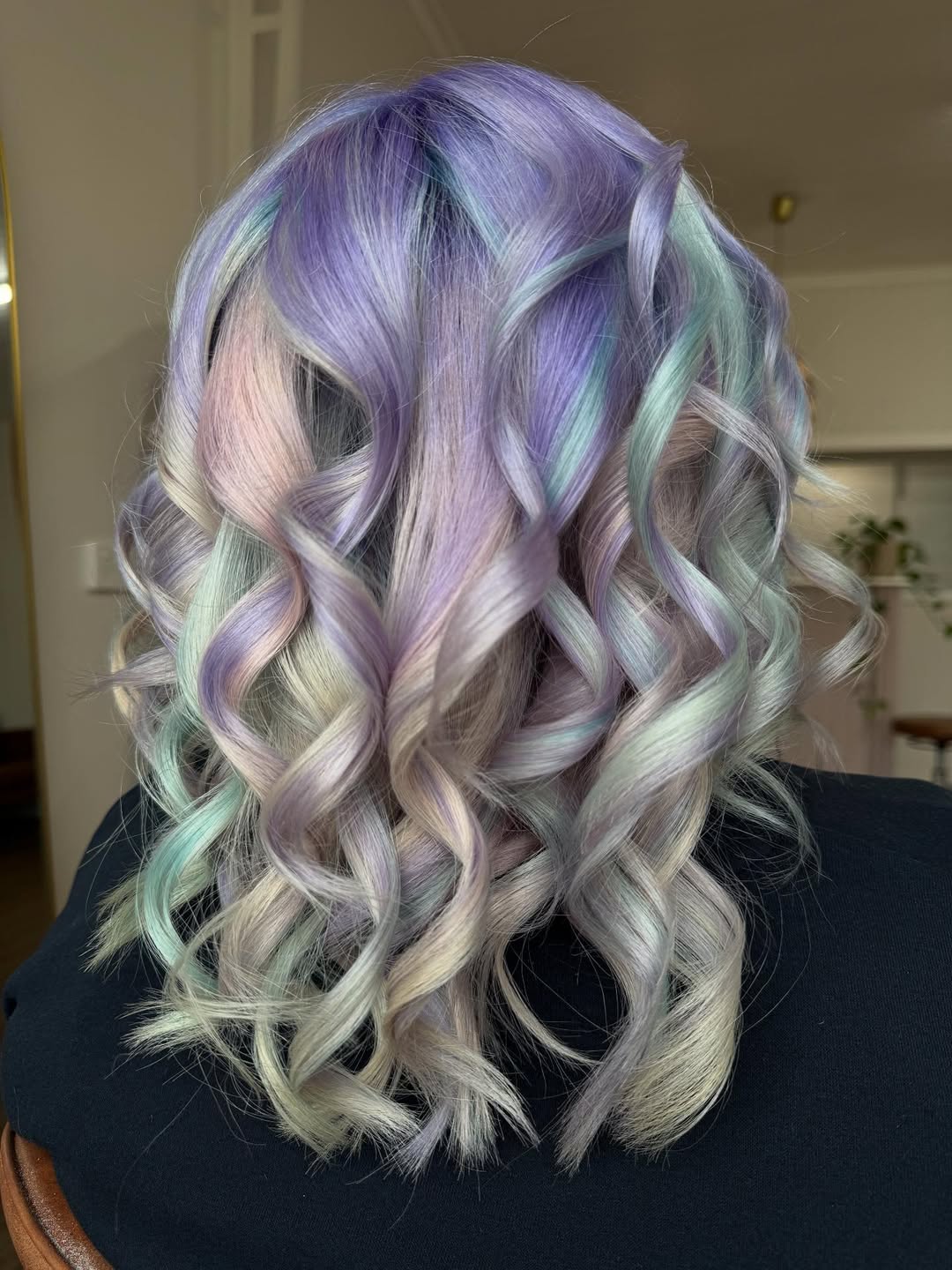 Pastel Iridescent Wavy Lob