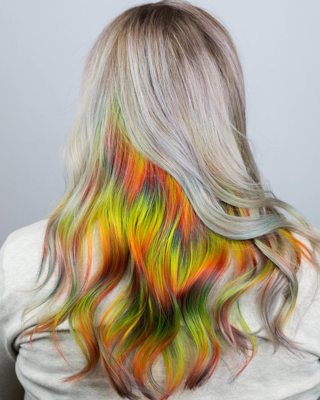 Platinum Blonde With Rainbow Peekaboo Underdye