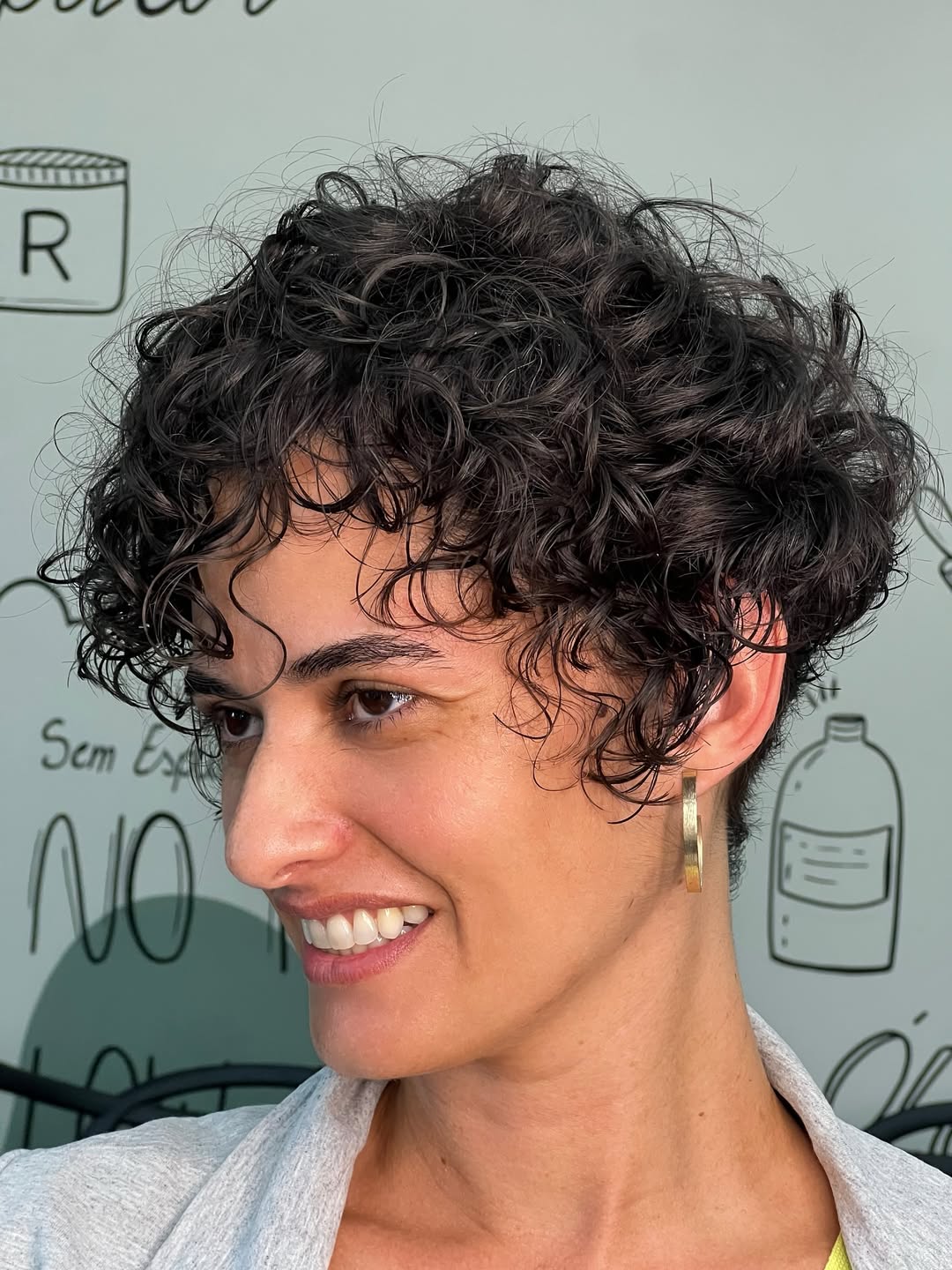 Playful Curly Pixie Cut With Natural Shine