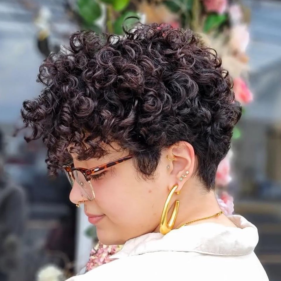 Playful Pixie Cut With Defined Dark Curls
