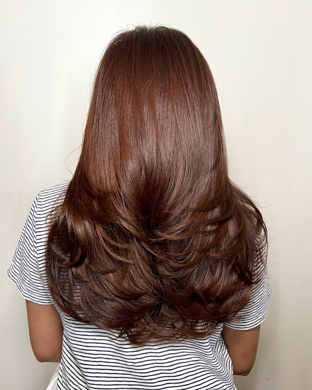 Reddish Brown Long Layers With Bouncy Blowout