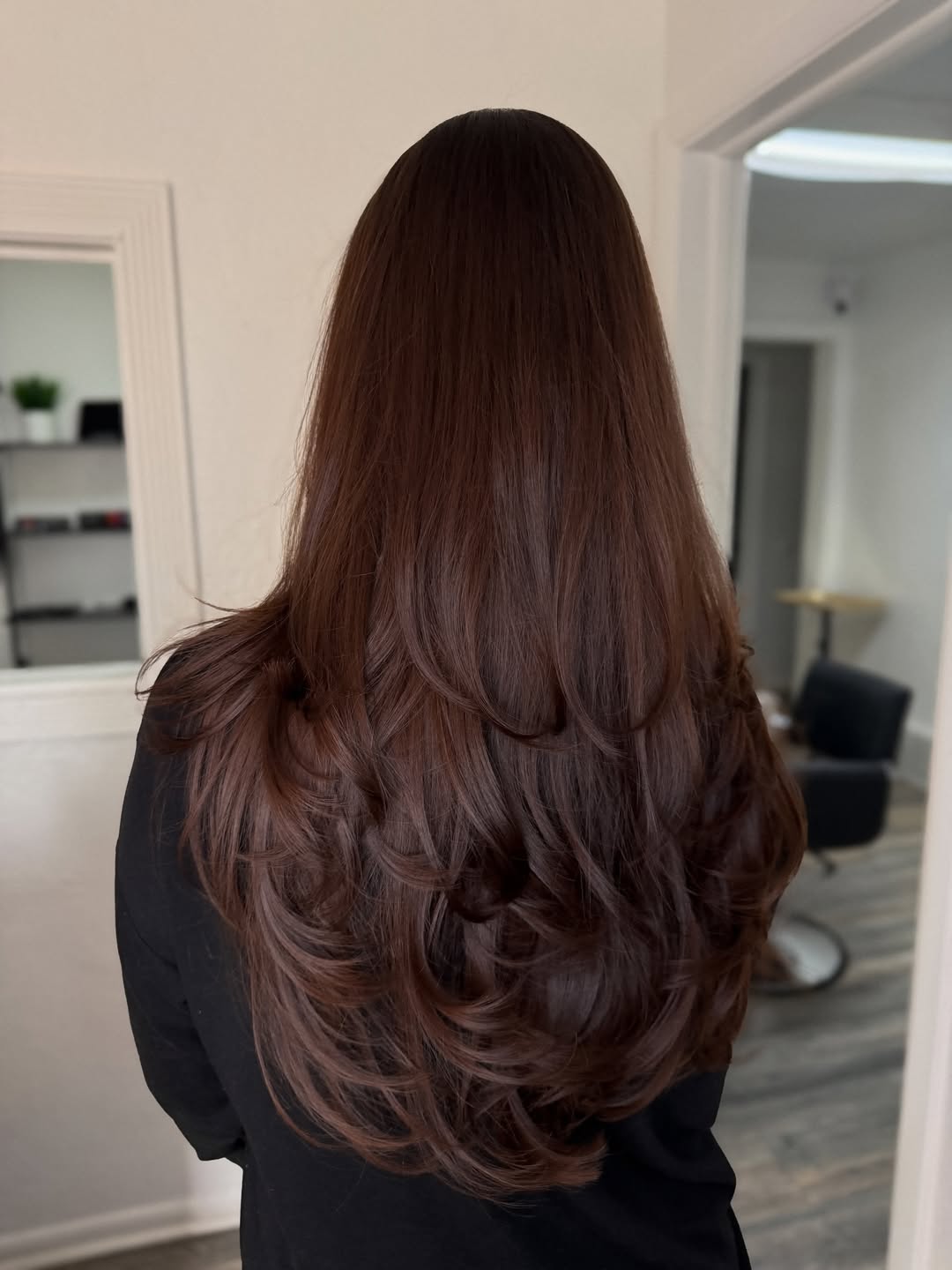 Rich Brunette Long Layers With Bouncy Curls