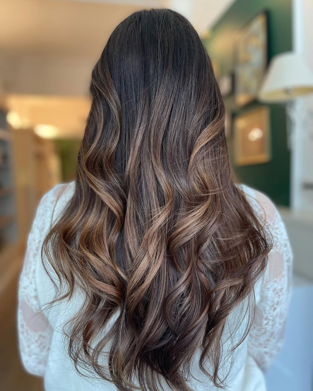 Rich Mocha Balayage With Loose Beachy Waves