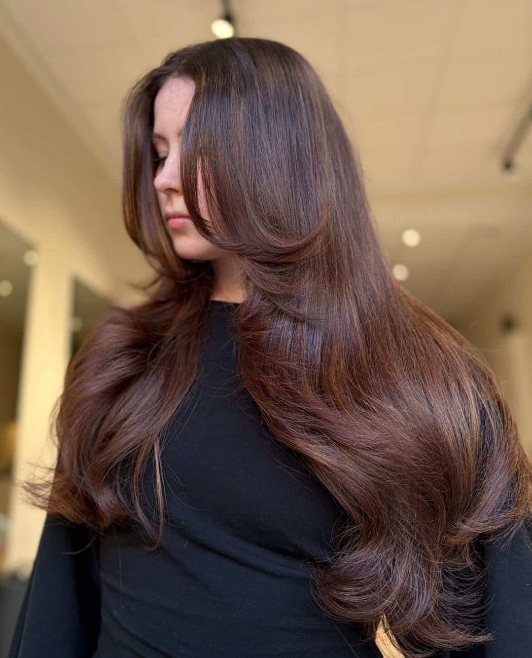 Rich Warm Brown With Face Framing Layers