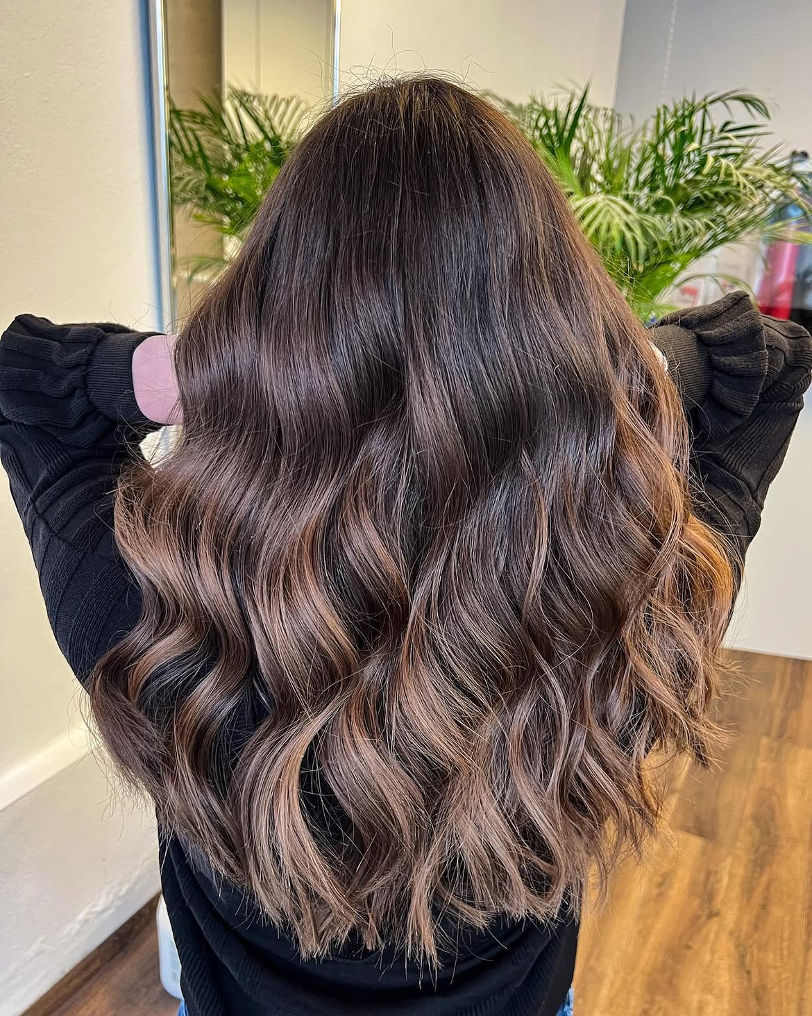 Seamless Chocolate Balayage With Soft Beach Waves