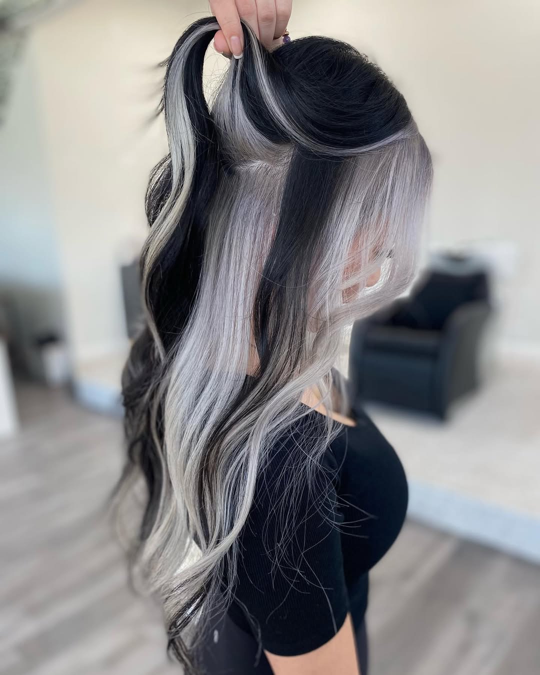 Silver Platinum Peekaboo Wavy Long Hair