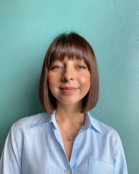 Sleek Chin-Length Bob With Micro Bangs