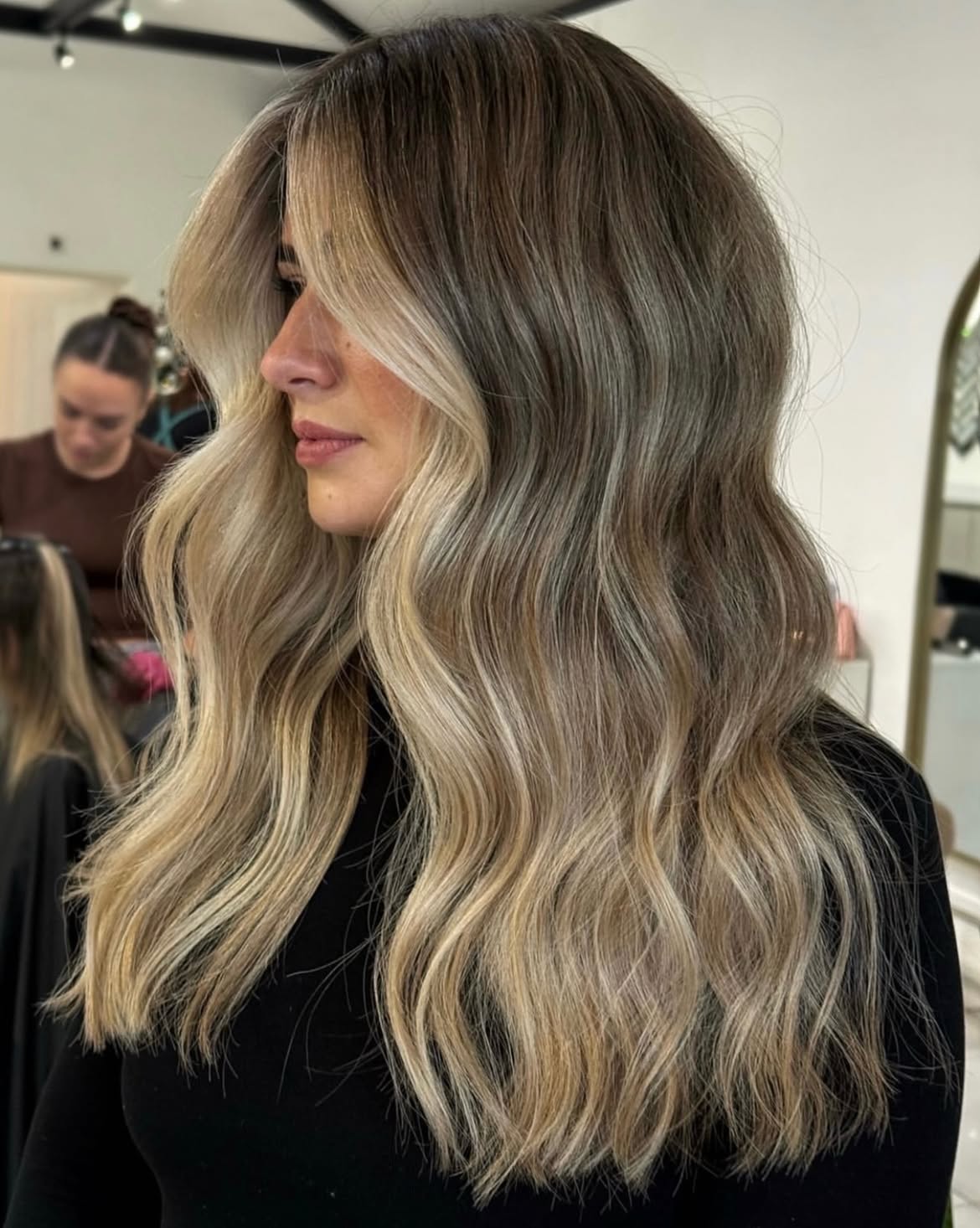 Soft Honey Blonde Balayage With Face Framing Layers