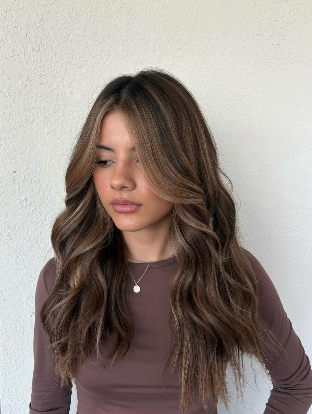 Soft Mushroom Brown Balayage With Face Framing