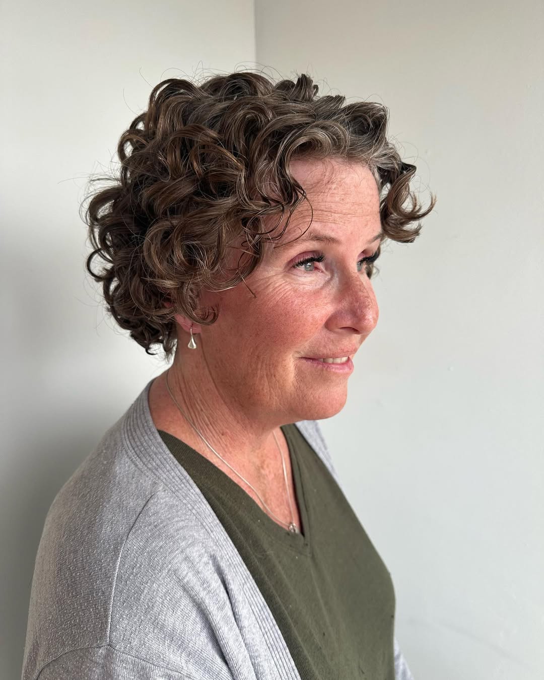 Textured Auburn Brown Curly Hair Pixie
