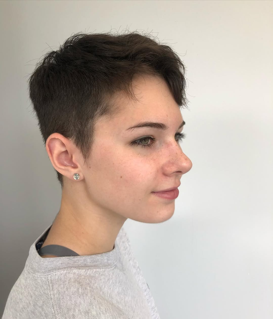 Textured Brunette Pixie With Undercut