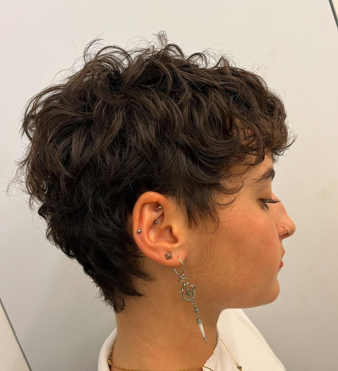 Textured Curly Pixie With Undercut