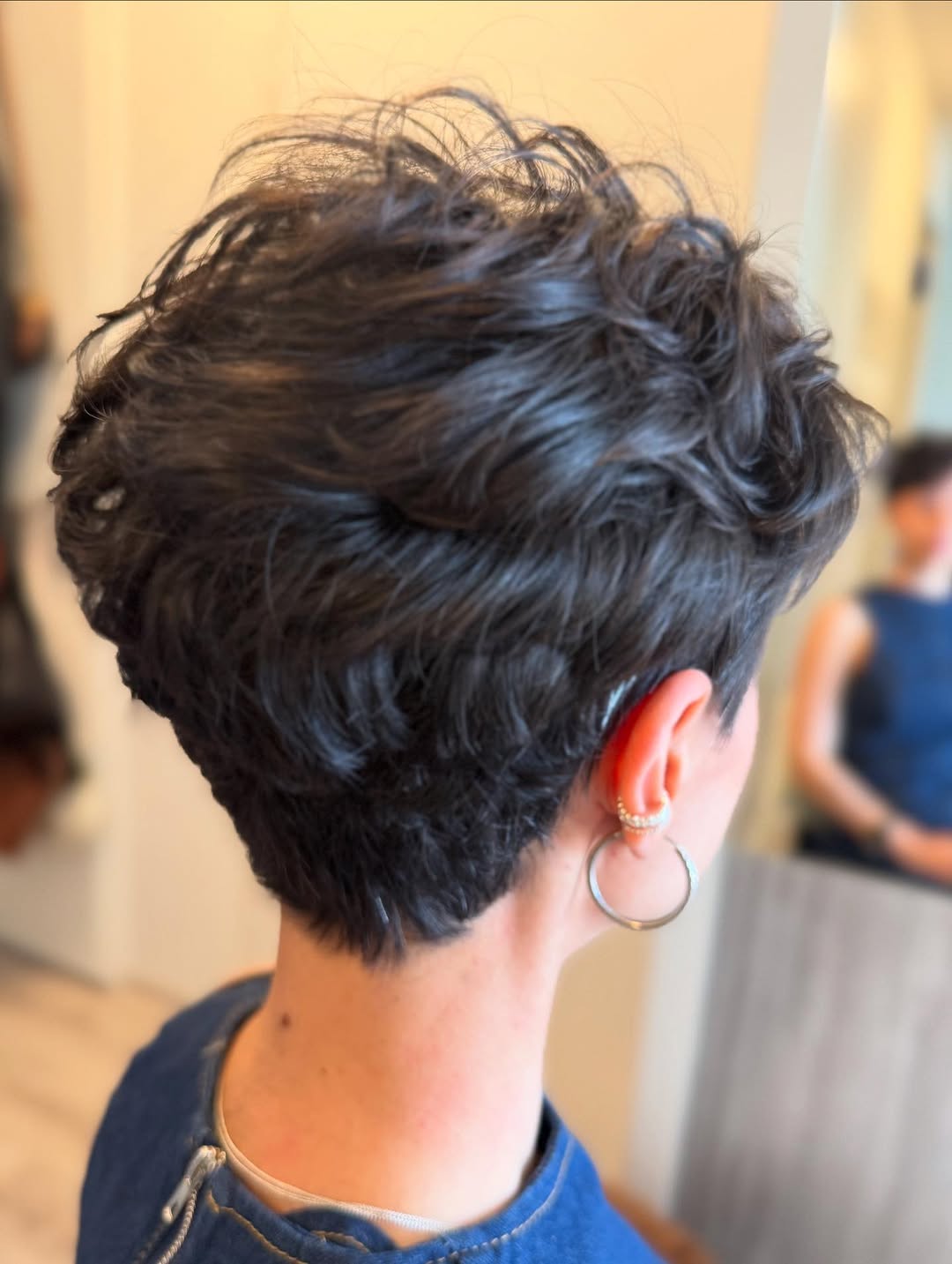 Textured Dark Brown Curly Pixie