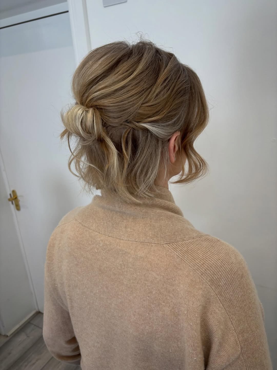 Textured Low Updo For Short Hair