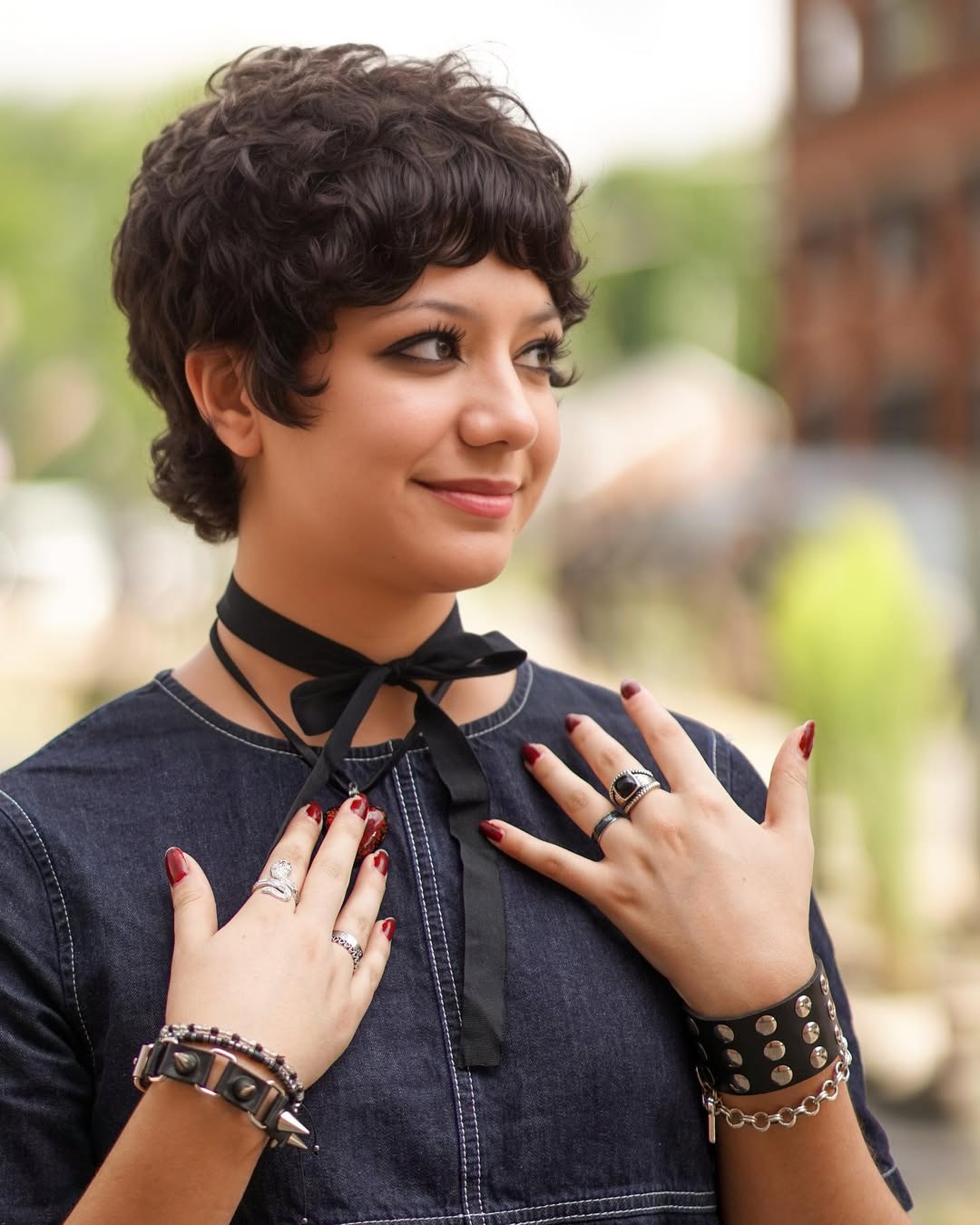 Textured Micro Pixie Cut With Curly Bangs
