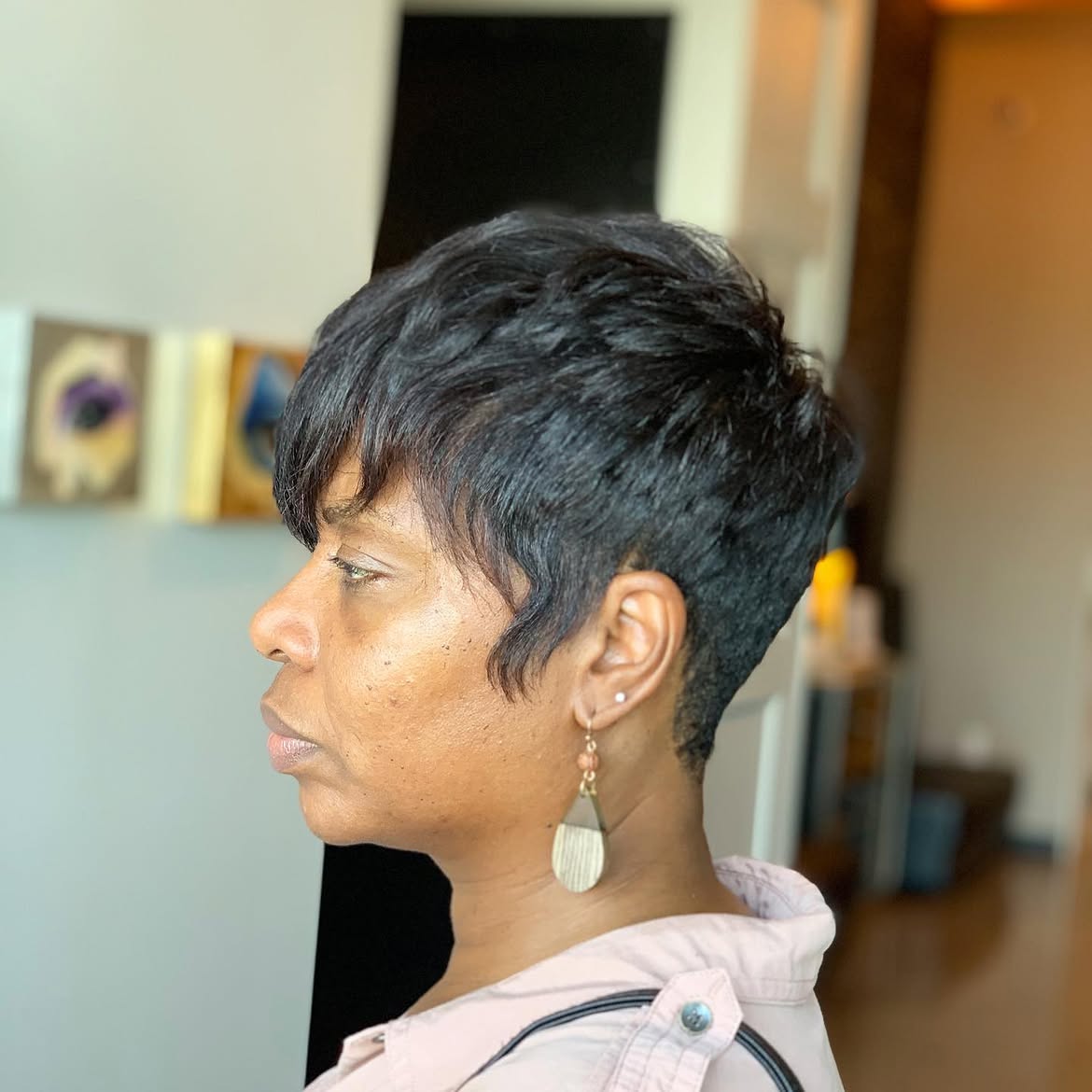 Textured Pixie With Angled Bangs