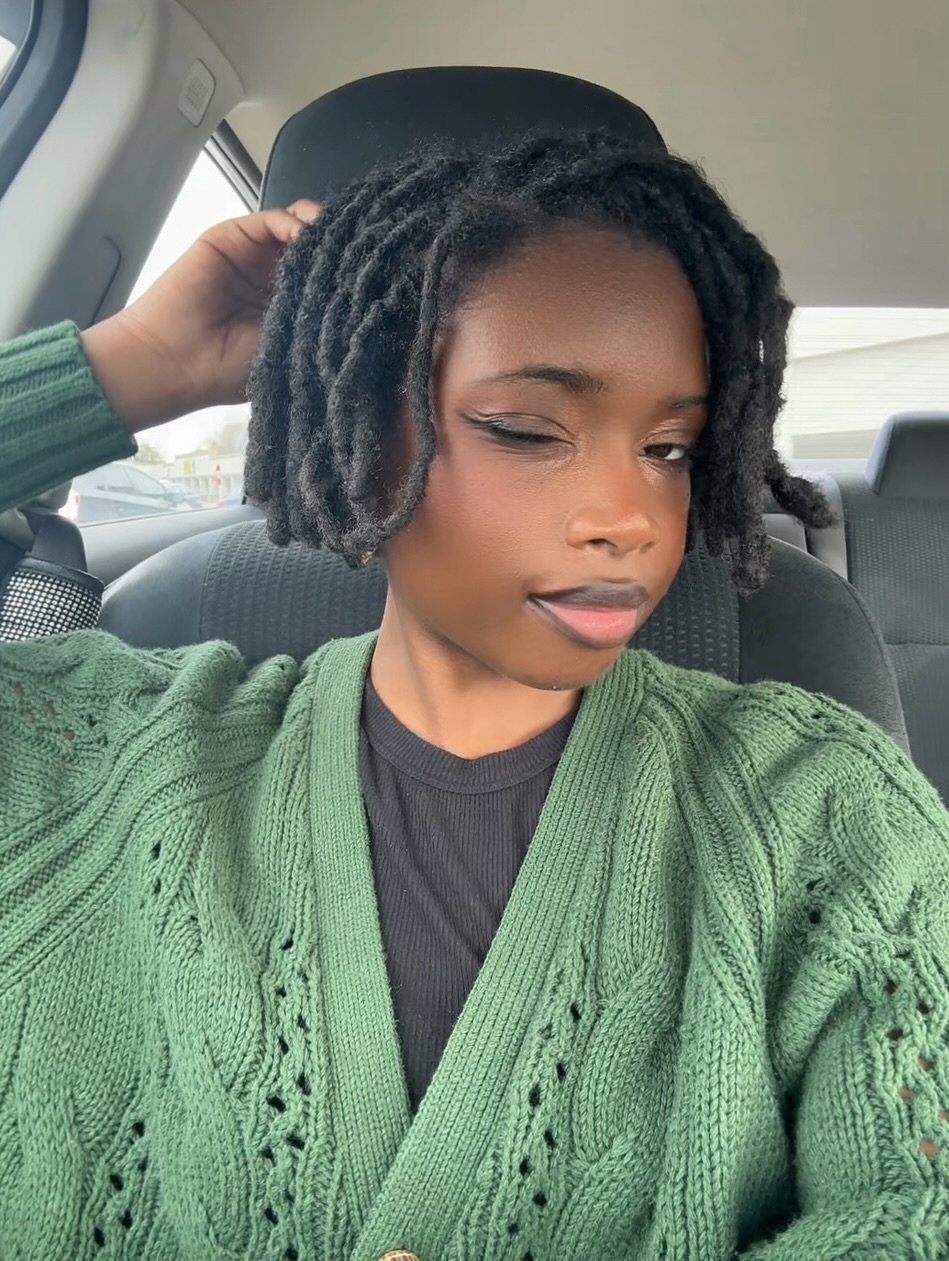 Textured Short Locs With Side Part