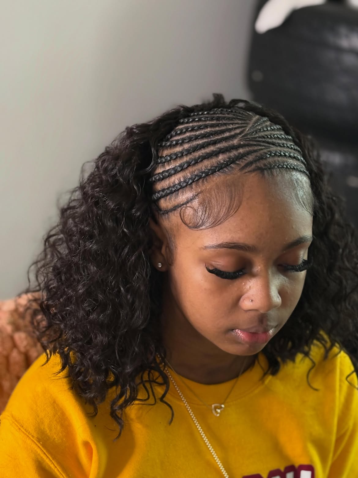 Trendy Braided Front With Curly Back