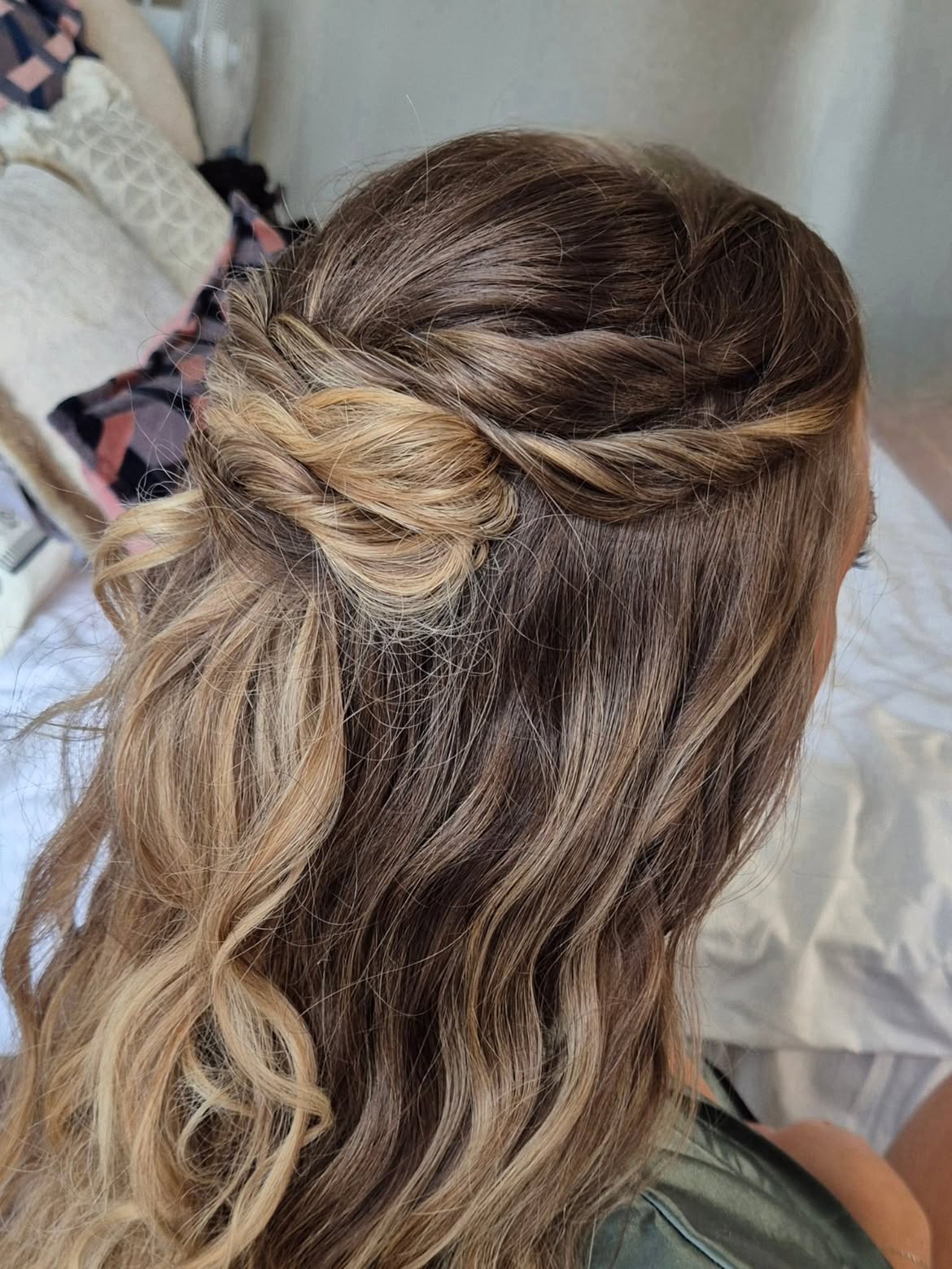 Twisted Crown Braid With Honey Blonde Highlights
