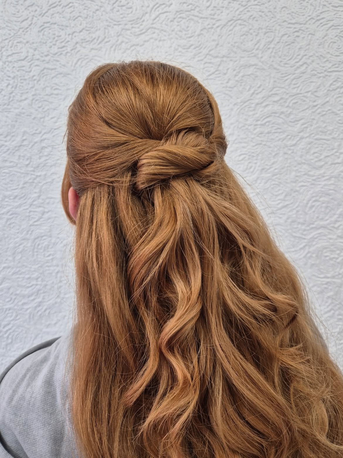 Twisted Half Up With Loose Curls Copper Red
