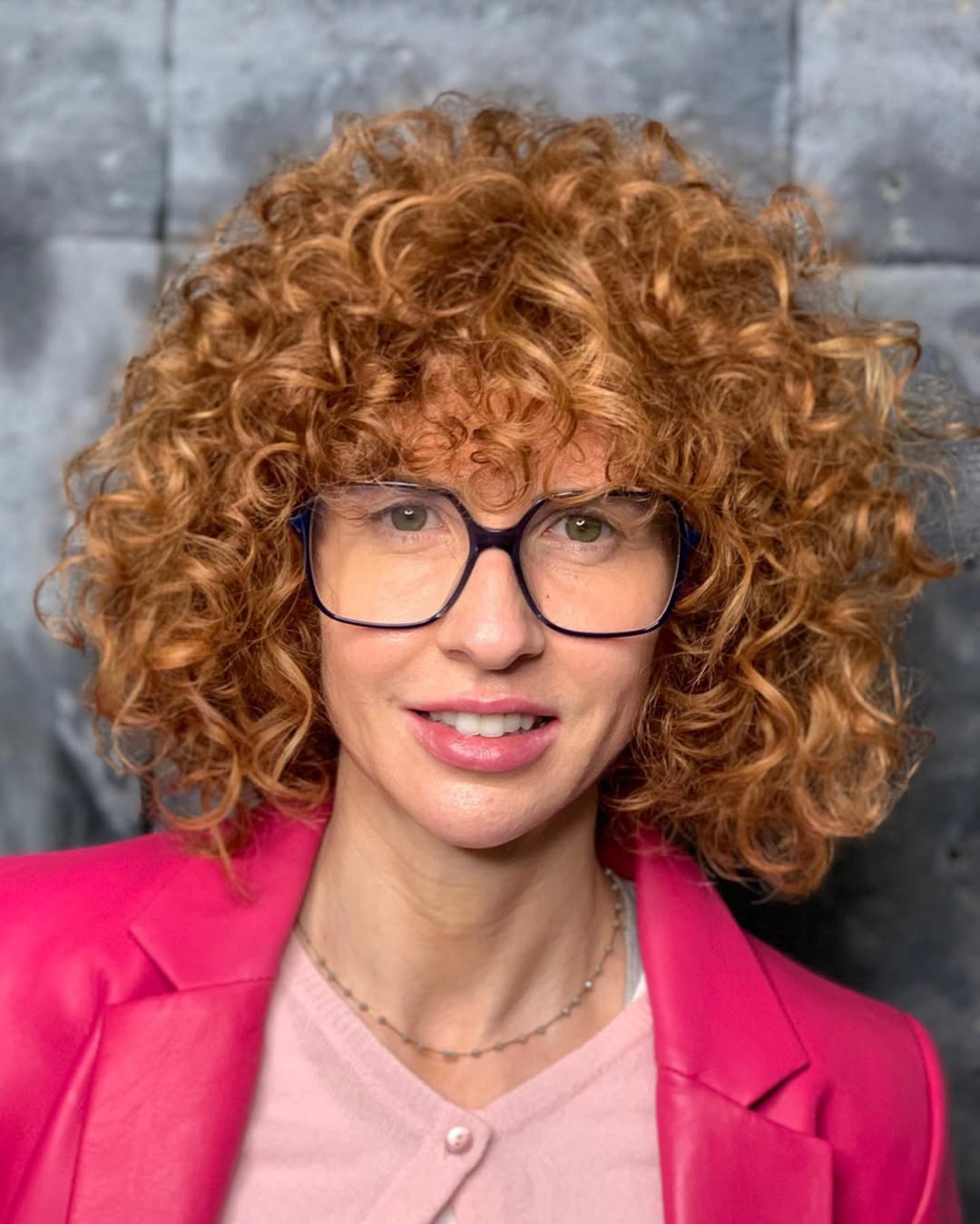 Vibrant Curly Bob With Natural Auburn