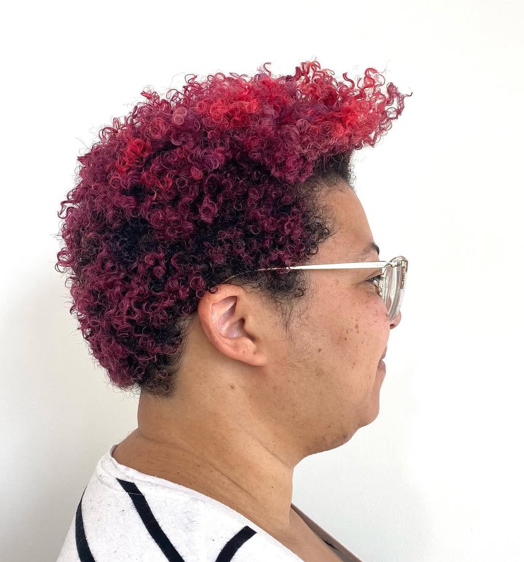 Vibrant Magenta Red Curly Pixie