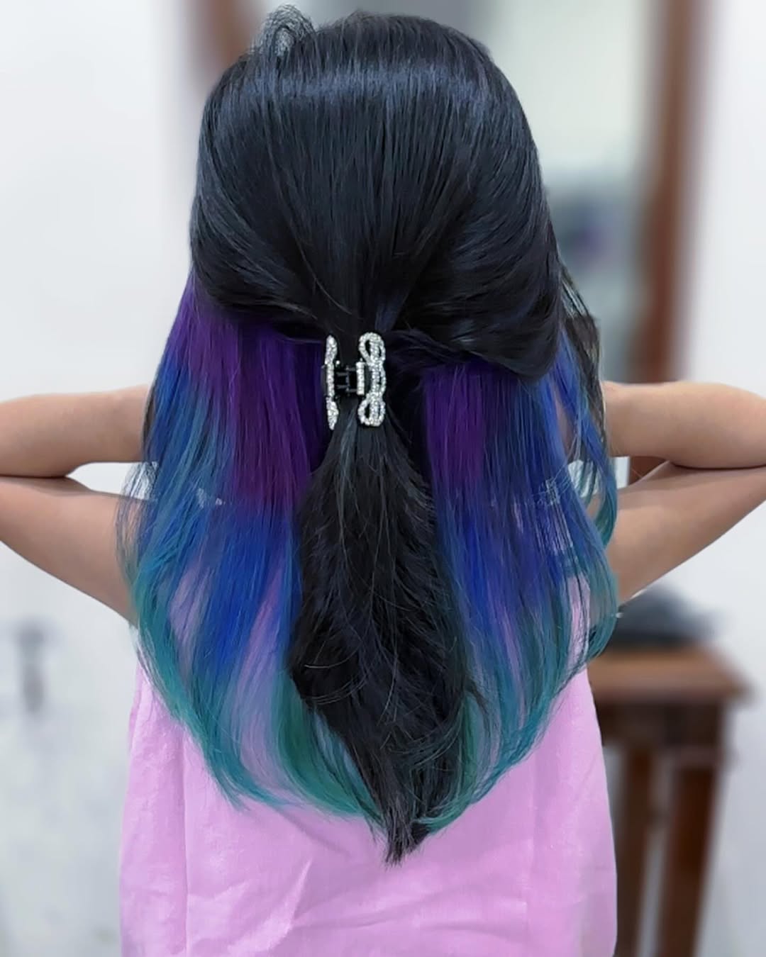 Vibrant Peekaboo Hair With Half-Up Style