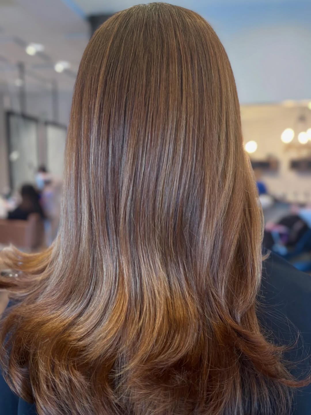 Warm Caramel Balayage Mid-Length Layers