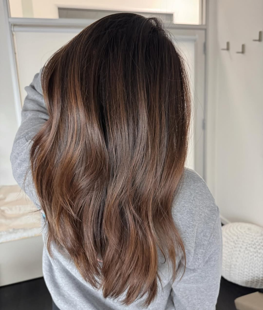 Warm Chocolate Brown Balayage With Seamless Waves