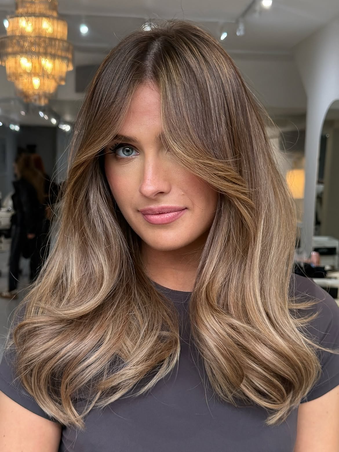 Warm Honey Blonde Balayage With Face-Framing Layers
