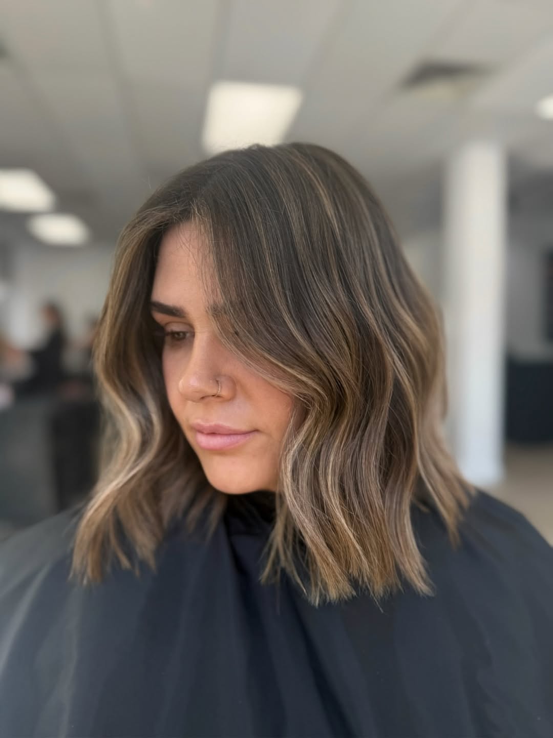 Wavy Honey Blonde Balayage Lob With Face Framing