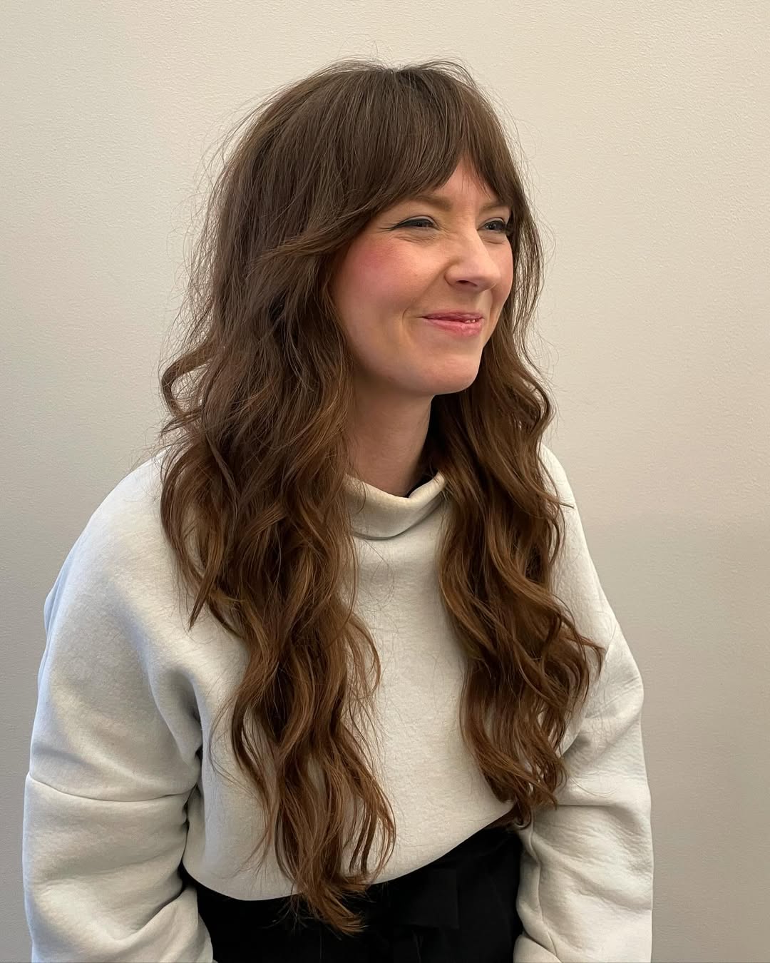 Wavy Long Shag With Soft Curtain Bangs