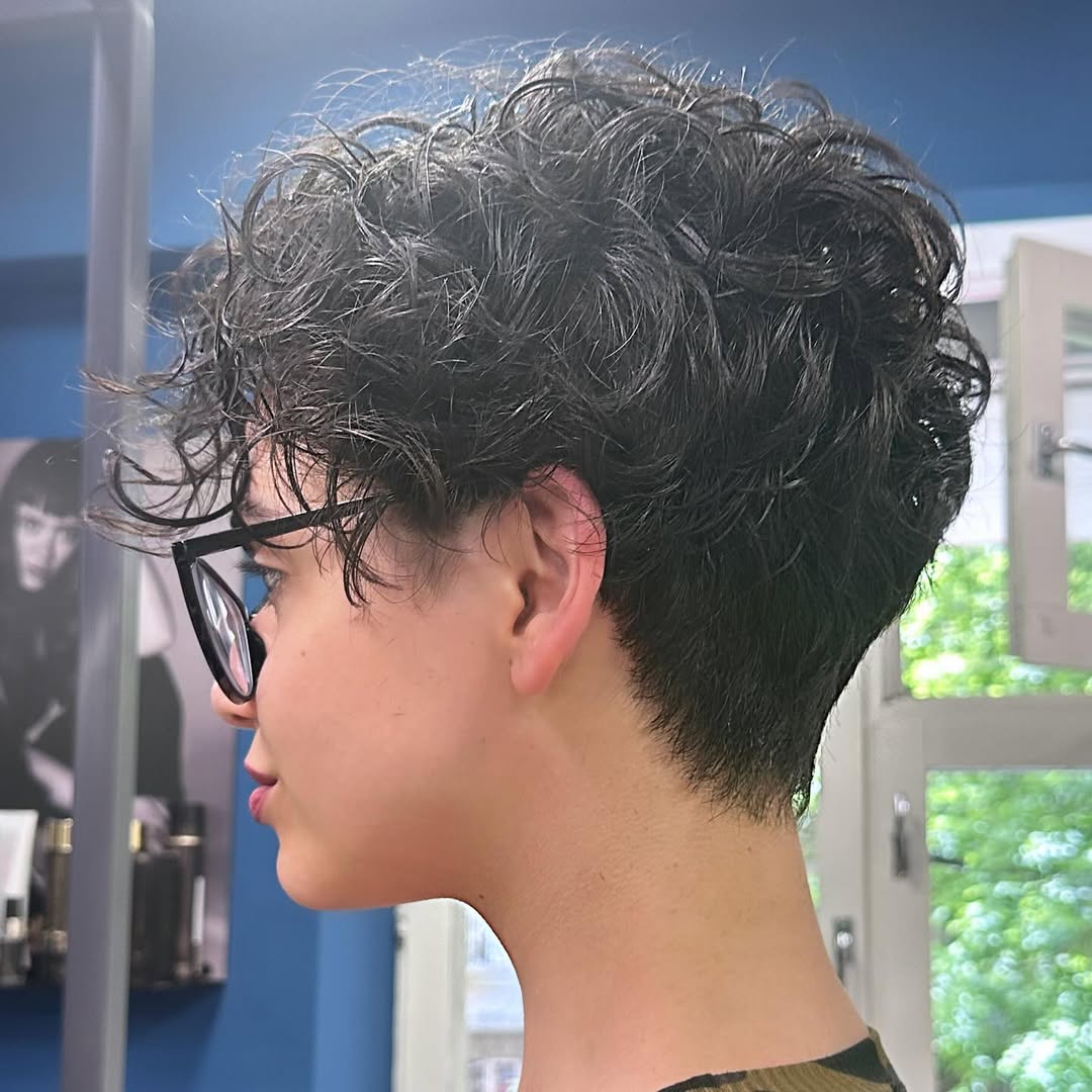 Wet Curly Pixie With Undercut Sides