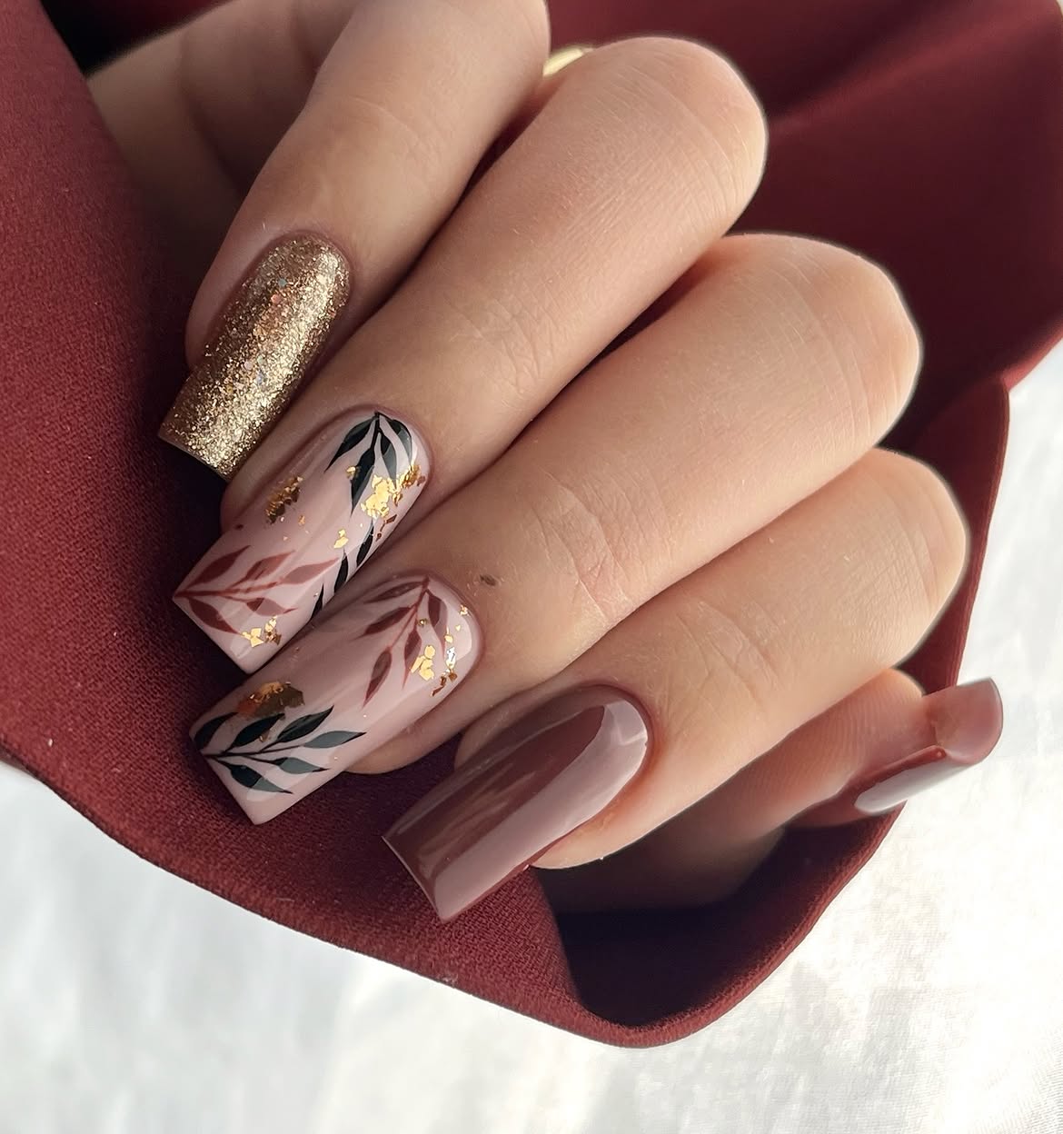 Autumn Leafy Accents with Glitter