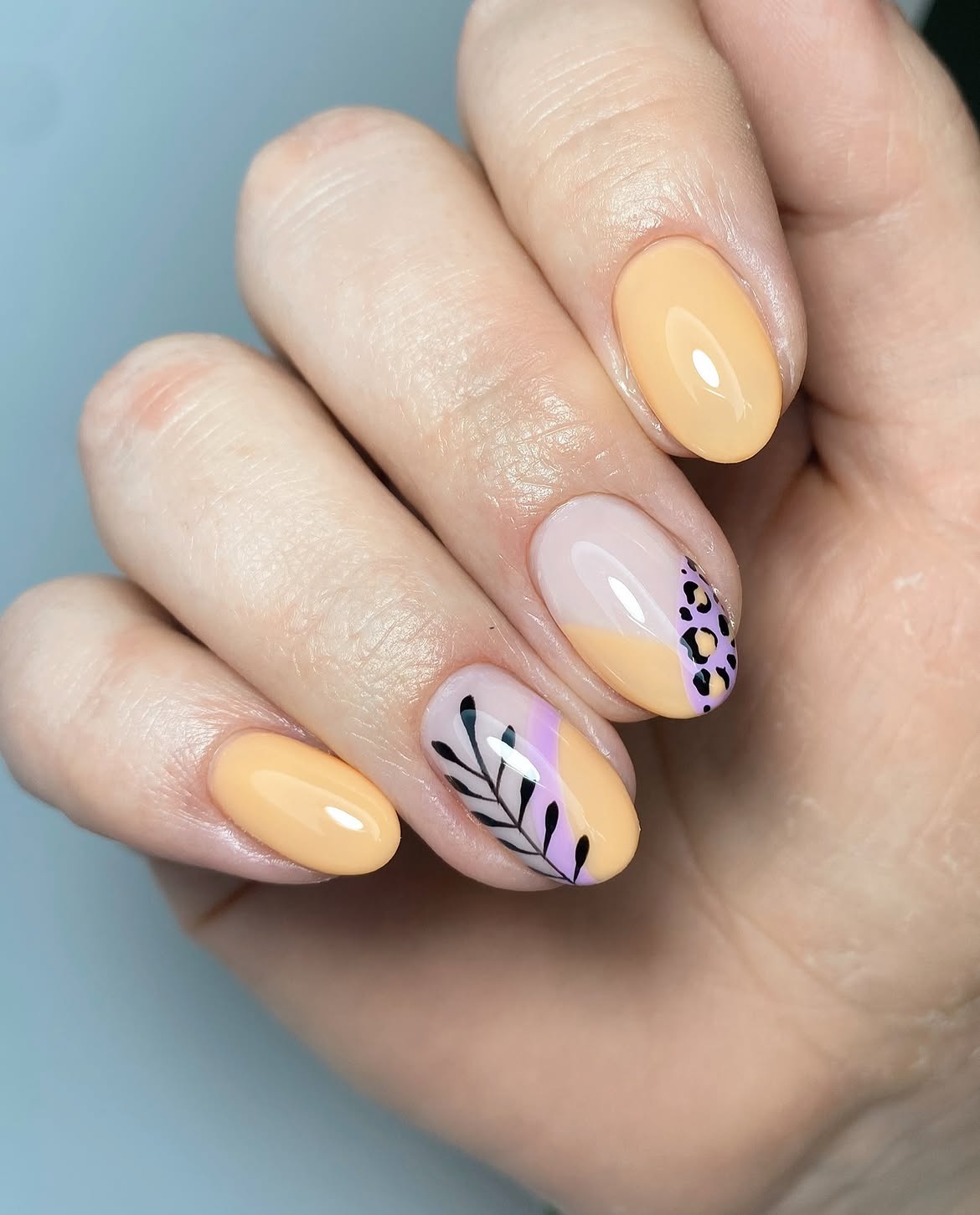 Autumn Leaves and Cheetah Print Accent Nails