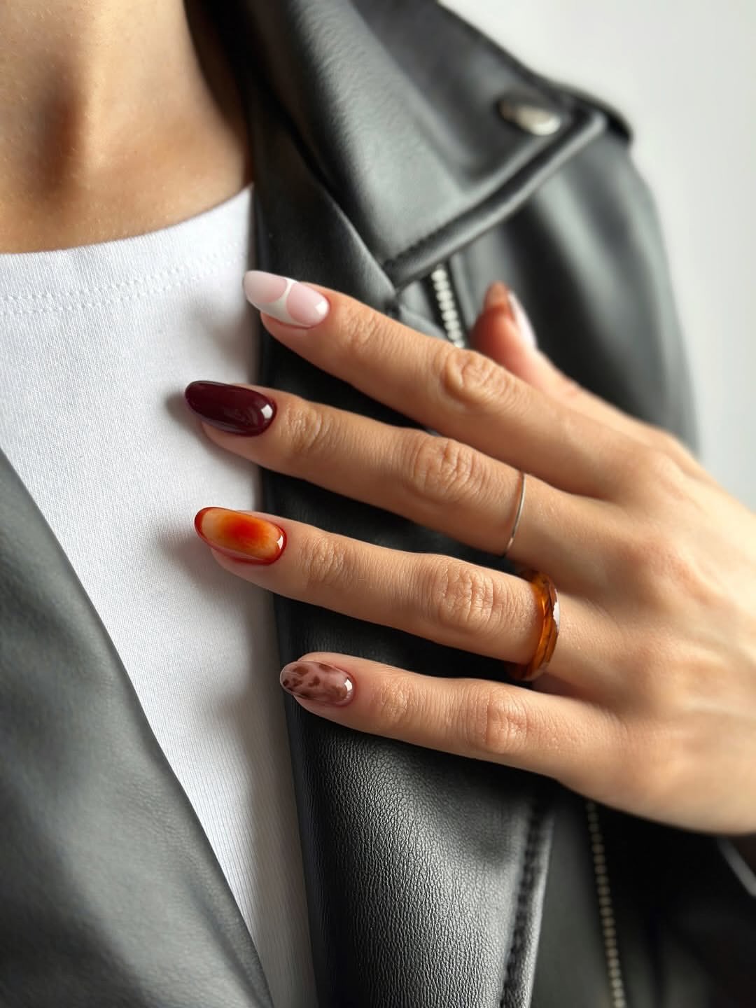 Autumnal Abstract Almond Nail Art Mix