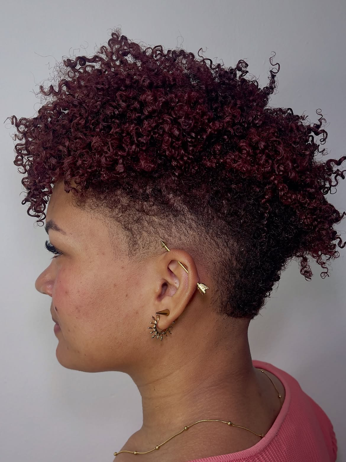 Bold Cherry Red Tapered Cut With Coily Top