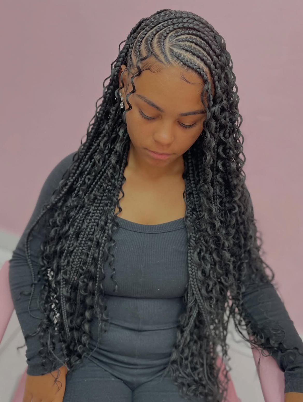 Braided Fulani Style With Curly Ends