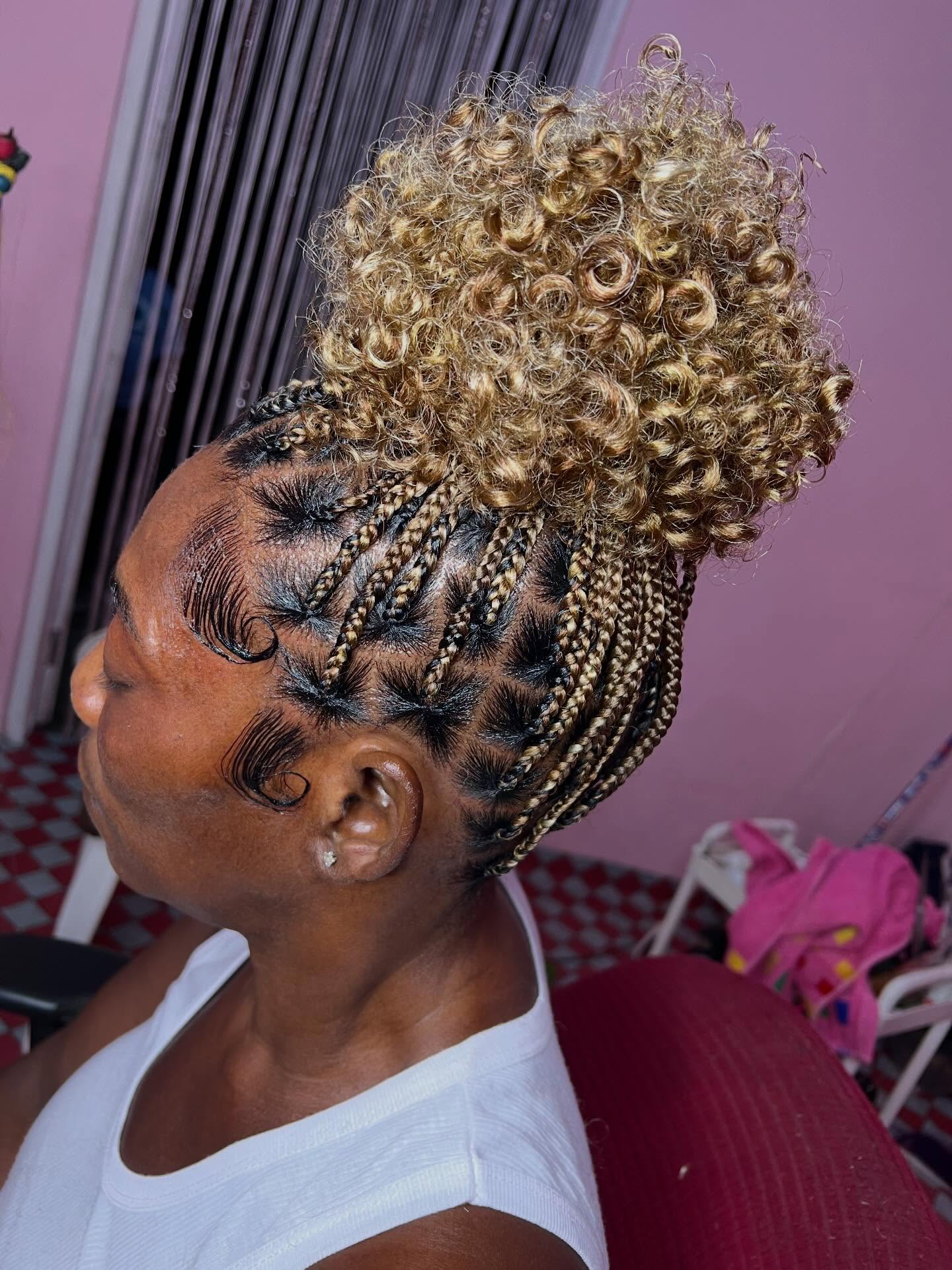 Braided High Top Knot With Defined Edges