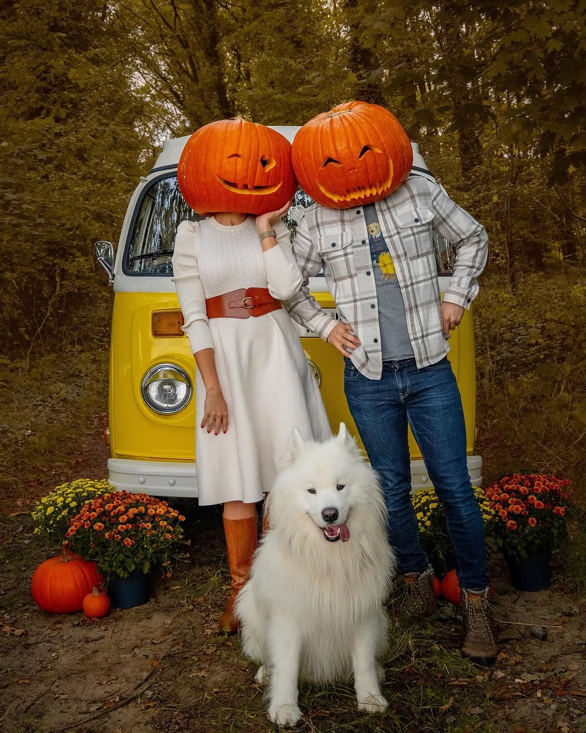 Carved Pumpkin Head Couple Costume