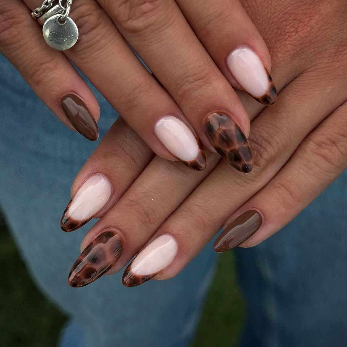 Chic Tortoiseshell and Milky French Manicure
