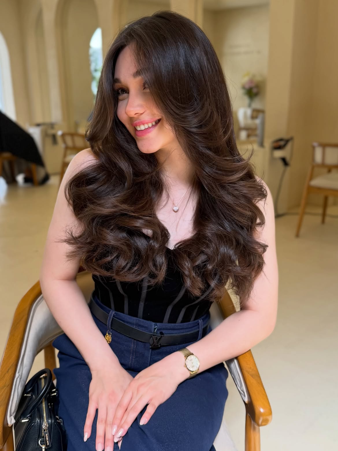 Chocolate Brown Layers With Voluminous Blowout