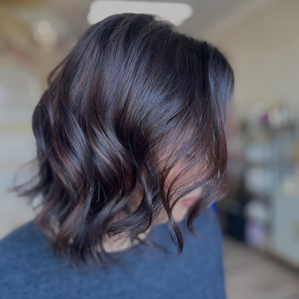 Chocolate Cherry Balayage With Soft Waves