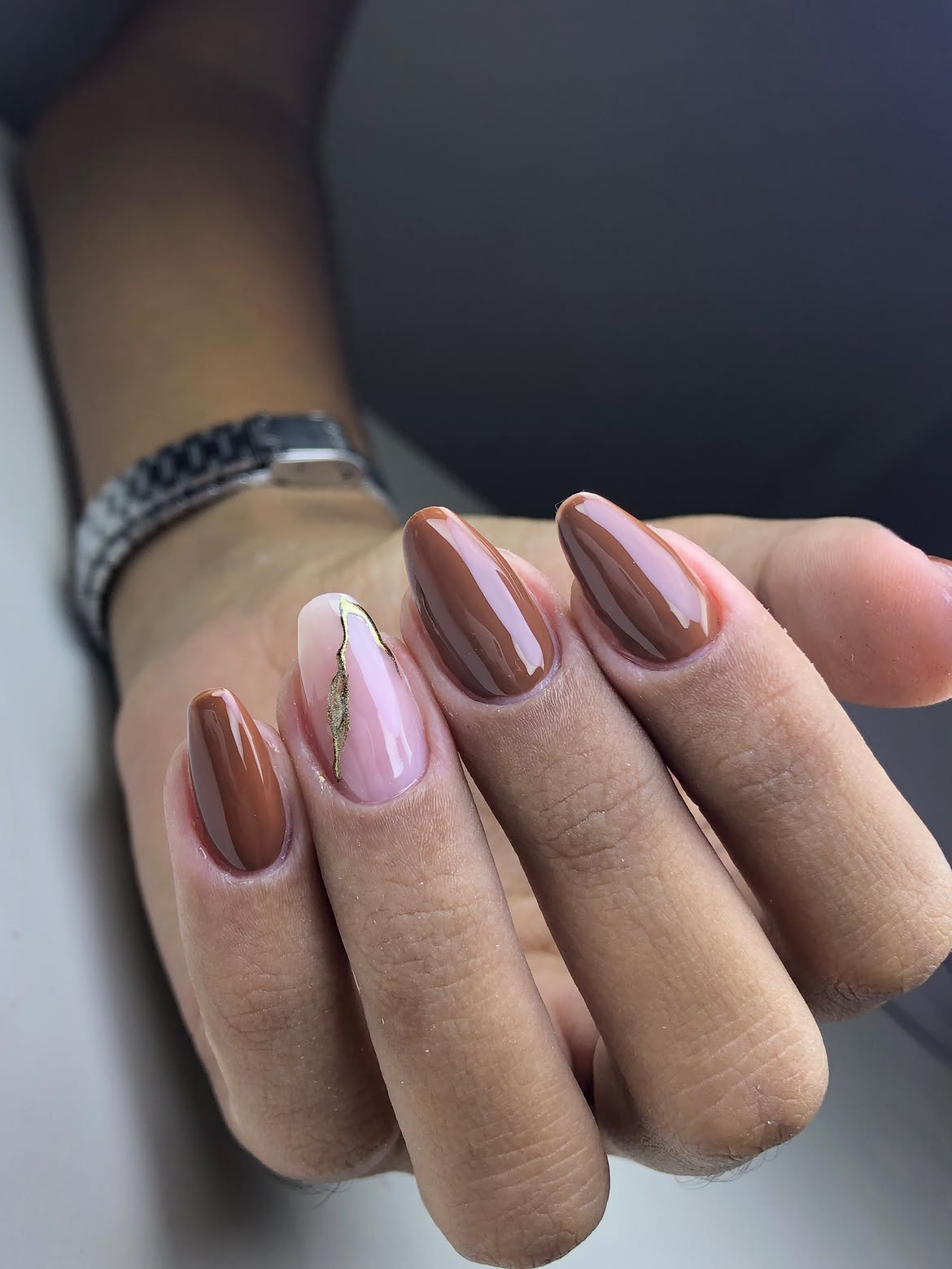 Chocolate Milk and Soft Pink Almond Nails