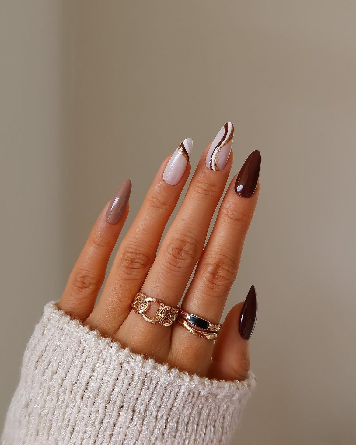 Chocolate Swirl Almond Nails