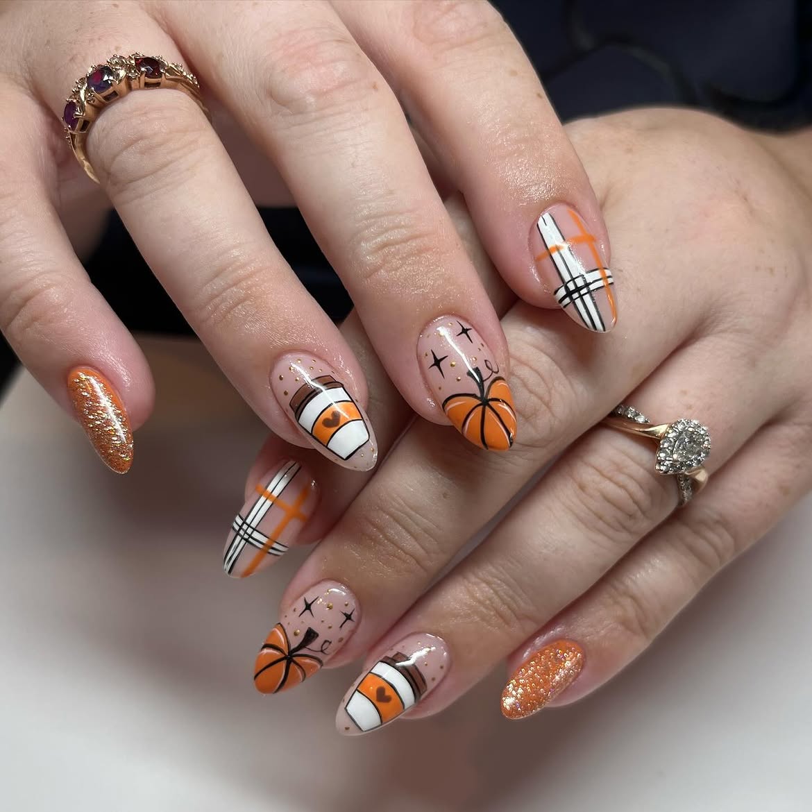 Cozy Fall Harvest Pumpkin Spice Latte Nails